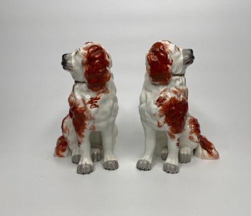 fig 1. Pair Staffordshire pottery Spaniels, c. 1845.