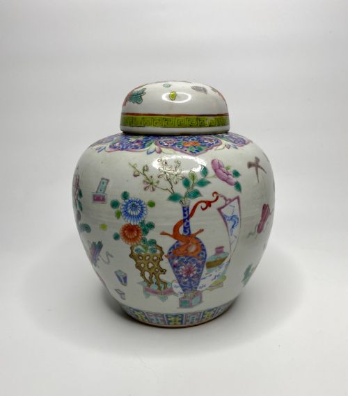 fig 1. Chinese porcelain ginger jar & cover, c. 1890. Qing Dynasty.