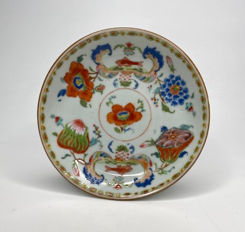 fig 1. Chinese porcelain Madame de Pompadour teabowl & saucer, c. 1745, Qianlong.