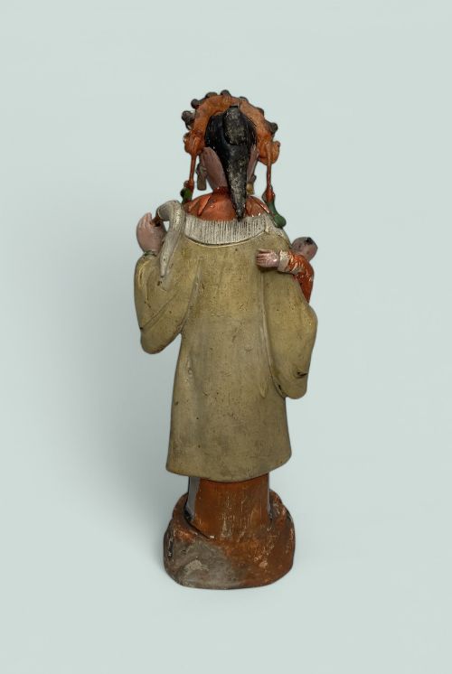 fig 1. Pair Chinese polychrome clay figures, c. 1800, Jiaqing, Qing Dynasty.