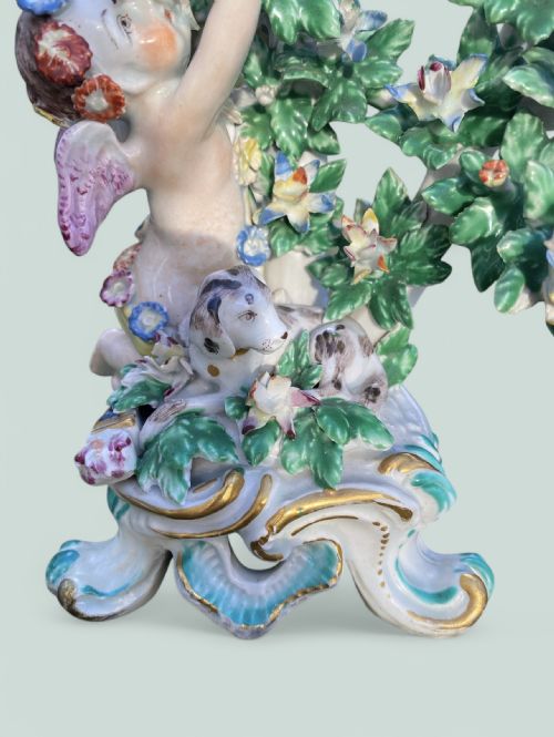 PAIR BOW PORCELAIN BOCAGE CANDLESTICKS C 1765 - ADDITIONAL PHOTO 4