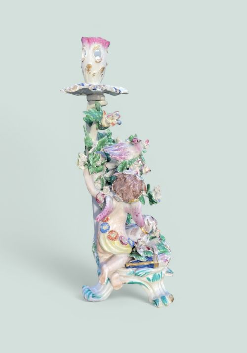 PAIR BOW PORCELAIN BOCAGE CANDLESTICKS C 1765 - ADDITIONAL PHOTO 8