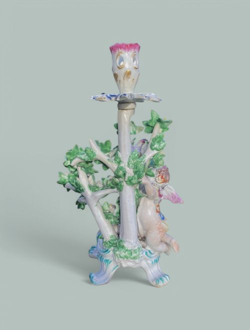 PAIR BOW PORCELAIN BOCAGE CANDLESTICKS C 1765 - ADDITIONAL PHOTO 9