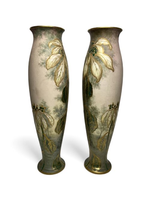 fig 1. Pair Royal Bonn pottery vases, Art Nouveau, c. 1900.