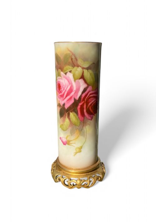 Royal Worcester Vase, Roses, Albert Shuck, D. 1914.