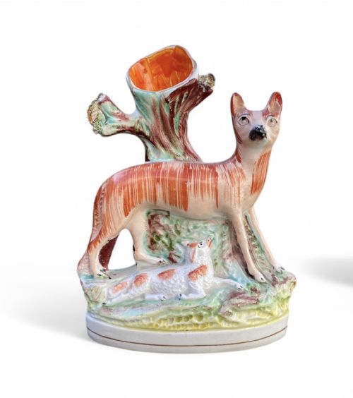 fig 1. Pair Staffordshire Fox spill vases, c. 1850. Thomas Parr factory.