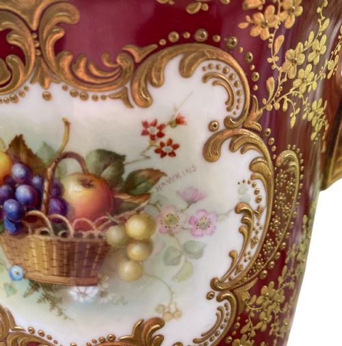 ROYAL WORCESTER FRUIT VASE WILLIAM HAWKINS DATED 1902 - ADDITIONAL PHOTO 2