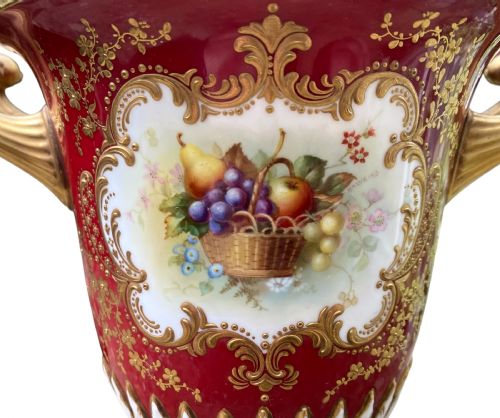 ROYAL WORCESTER FRUIT VASE WILLIAM HAWKINS DATED 1902 - ADDITIONAL PHOTO 5