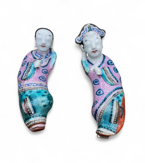 Pair Chinese Porcelain Wall Pockets, C. 1800, Jiaqing Period.