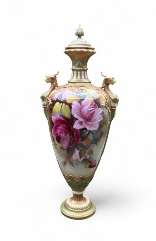 Royal Worcester Vase, Roses, W.e.jarman, Dated 1912.