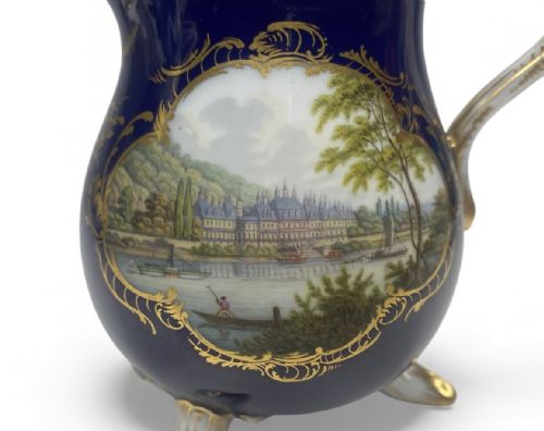 fig 1. Meissen topographical cream jug, Pillnitz Castle, c. 1880.