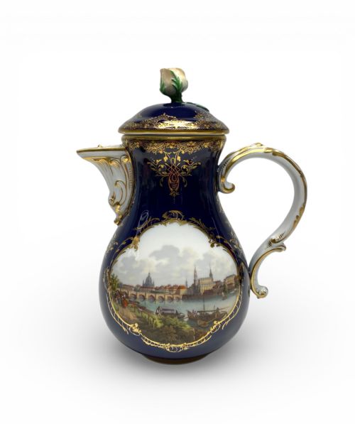 Meissen Topographical Coffee Pot, Dresden, C. 1860.
