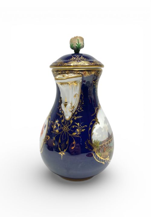 fig 1. Meissen topographical coffee pot, Dresden, c. 1860.