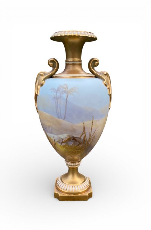 ROYAL WORCESTER VASE STORKS WALTER POWELL D 1913 - ADDITIONAL PHOTO 3