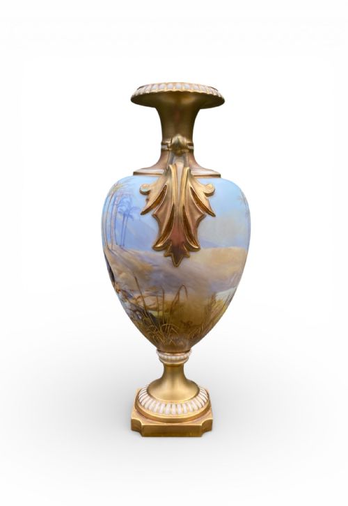 ROYAL WORCESTER VASE STORKS WALTER POWELL D 1913 - ADDITIONAL PHOTO 4