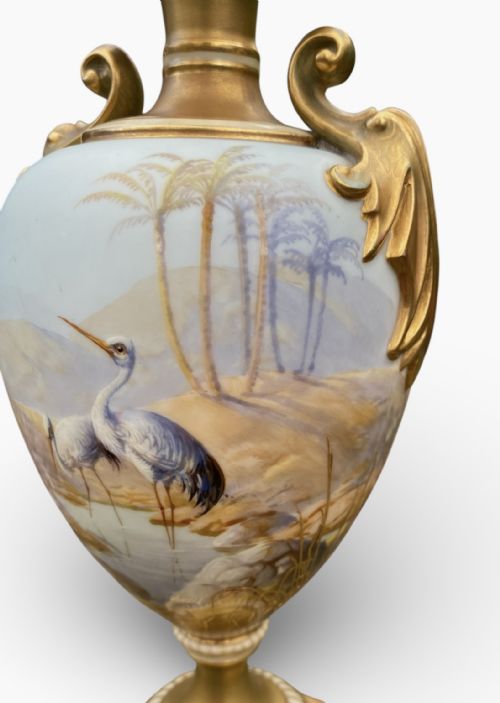 ROYAL WORCESTER VASE STORKS WALTER POWELL D 1913 - ADDITIONAL PHOTO 9