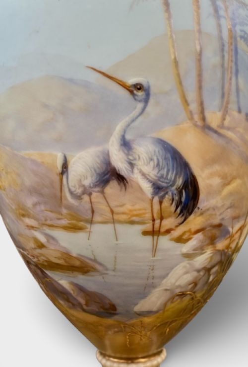 ROYAL WORCESTER VASE STORKS WALTER POWELL D 1913 - ADDITIONAL PHOTO 10