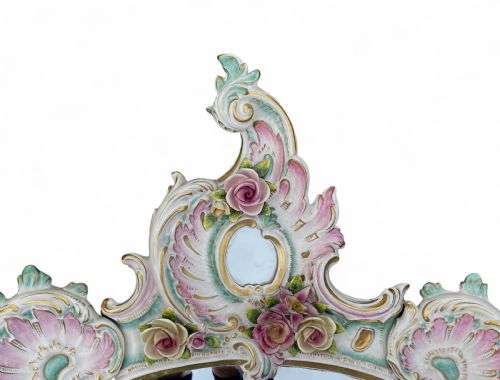 RUDOLSTADT VOLSTEDT PORCELAIN ROCOCO MIRROR C 1900 - ADDITIONAL PHOTO 1
