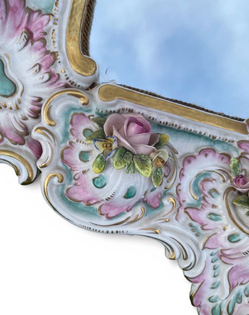 RUDOLSTADT VOLSTEDT PORCELAIN ROCOCO MIRROR C 1900 - ADDITIONAL PHOTO 2