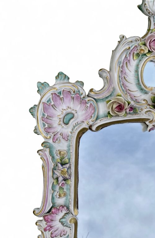 RUDOLSTADT VOLSTEDT PORCELAIN ROCOCO MIRROR C 1900 - ADDITIONAL PHOTO 4