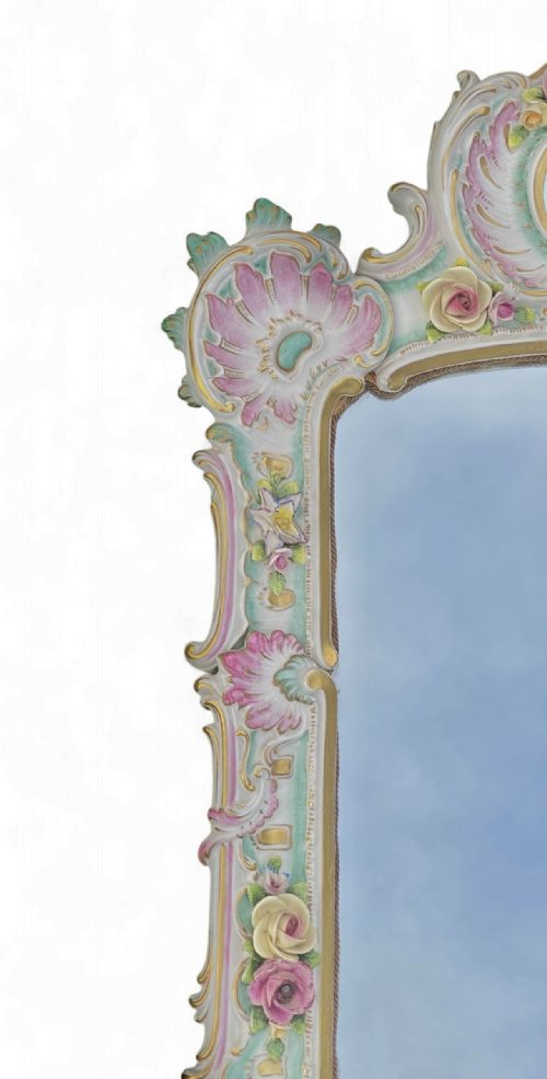 RUDOLSTADT VOLSTEDT PORCELAIN ROCOCO MIRROR C 1900 - ADDITIONAL PHOTO 6