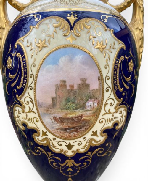 COALPORT PORCELAIN VASE CONWY CASTLE JHPLANT C 1900 - ADDITIONAL PHOTO 1