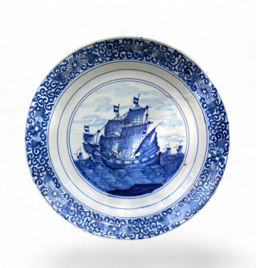 Dutch Delft Shipping Dish, De Klaauw Factory, C. 1720.