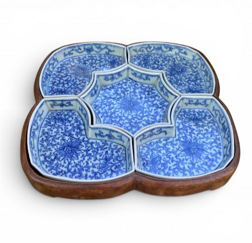 CHINESE PORCELAIN SEGMENTED SWEETMEAT DISHES C 1800 QING DYNASTY - ADDITIONAL PHOTO 1