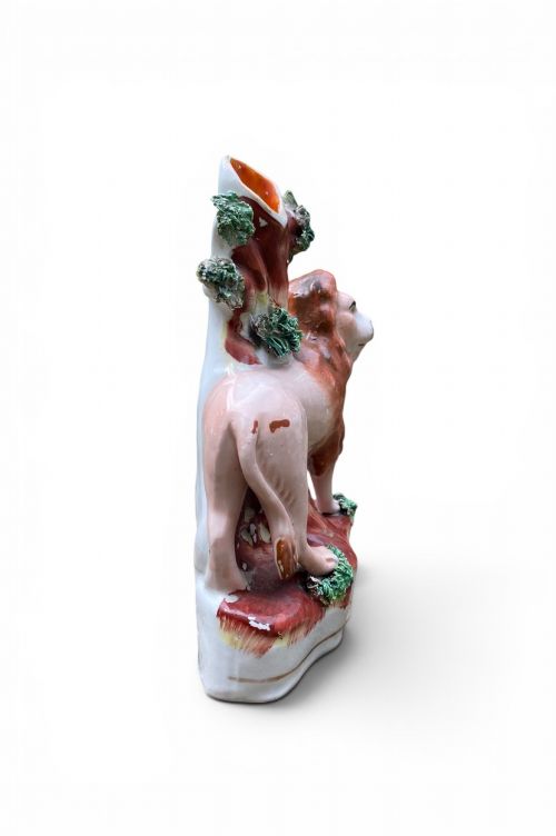 PAIR STAFFORDSHIRE POTTERY LION SPILL VASES C 1850 - ADDITIONAL PHOTO 5