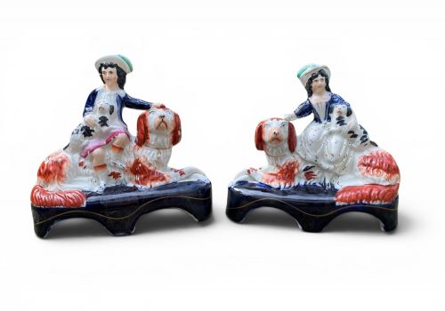Staffordshire Pottery Irish Setters and Royal Children, C. 1850.