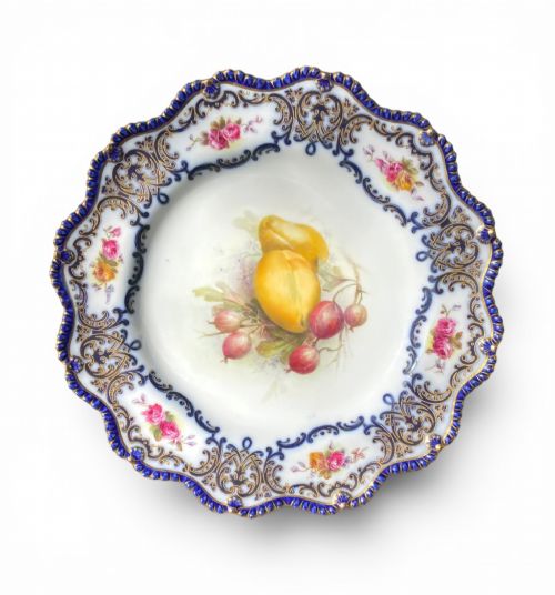 Royal Worcester Porcelain Fruit Plate, Richard Sebright, D. 1912.