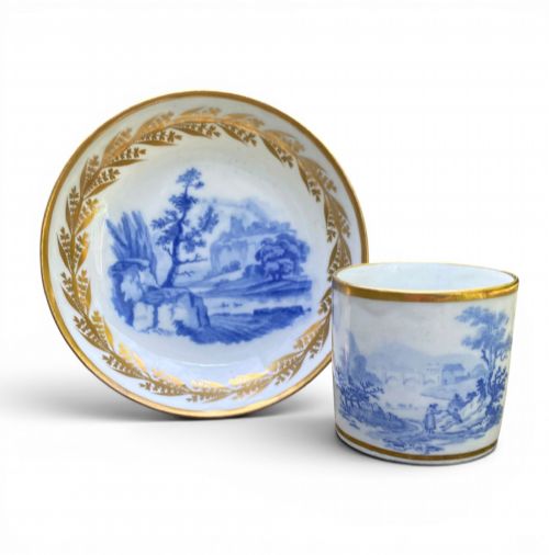 New Hall Porcelain Coffee Can & Saucer, C. 1800.
