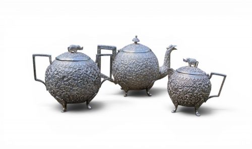 Indian Silver Teaset, Kutch, C. 1890.