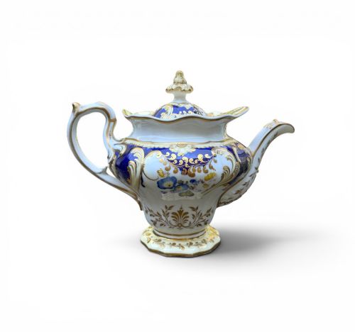 ENGLISH PORCELAIN ROCOCO TEAPOT C 1840 - ADDITIONAL PHOTO 2