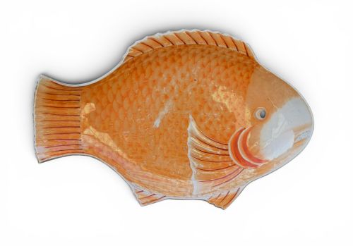 ARITA PORCELAIN CARP DISH HICHOZAN SHINPO JAPAN MEIJI PERIOD
