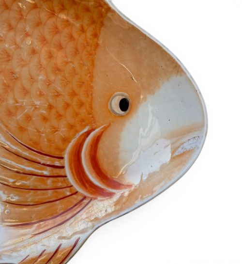 ARITA PORCELAIN CARP DISH HICHOZAN SHINPO JAPAN MEIJI PERIOD - ADDITIONAL PHOTO 1