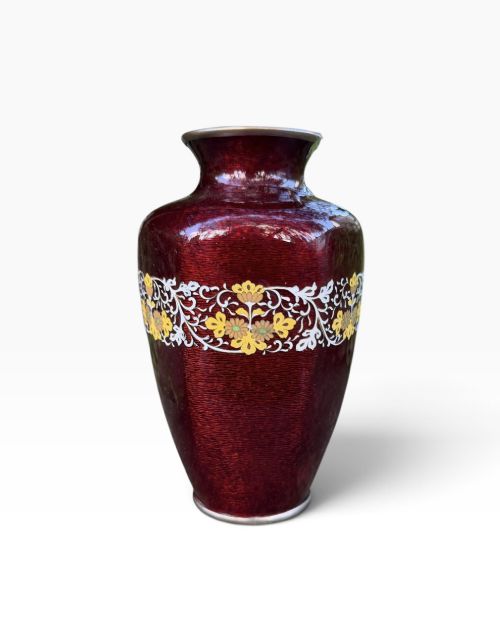 Japanese Ginbari Cloisonné Vase, C. 1920, Taisho Period.