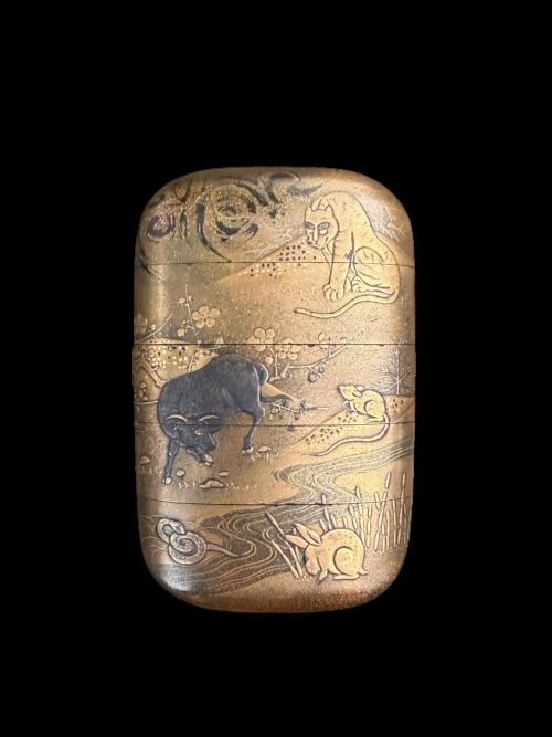 Japanese Gilt Lacquer Zodiac Inro, Early 19th C. Edo Period.
