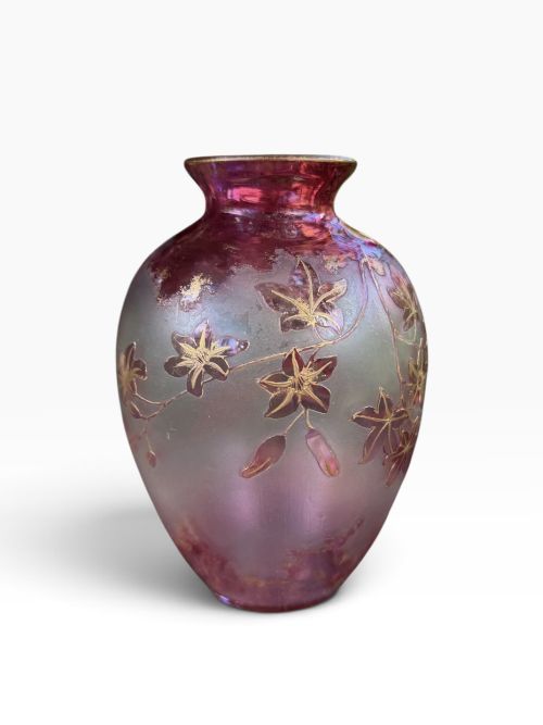 Baccarat Acid Etched Glass Vase, France, C. 1900.