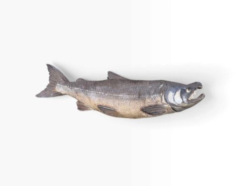 Carved Wood Salmon Okimono, Shuho Nakahara, Japan, C. 1935.