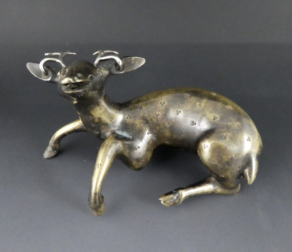 Chinese bronze deer joss stick holder. c.1600. Ming Dynasty.