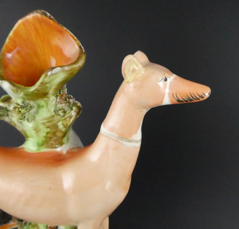 Staffordshire pottery Greyhounds spill Vase, c. 1860 View III