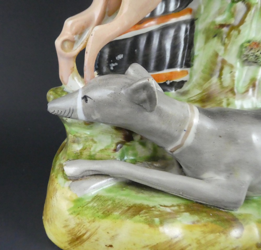 Staffordshire pottery Greyhounds spill Vase, c. 1860 View V