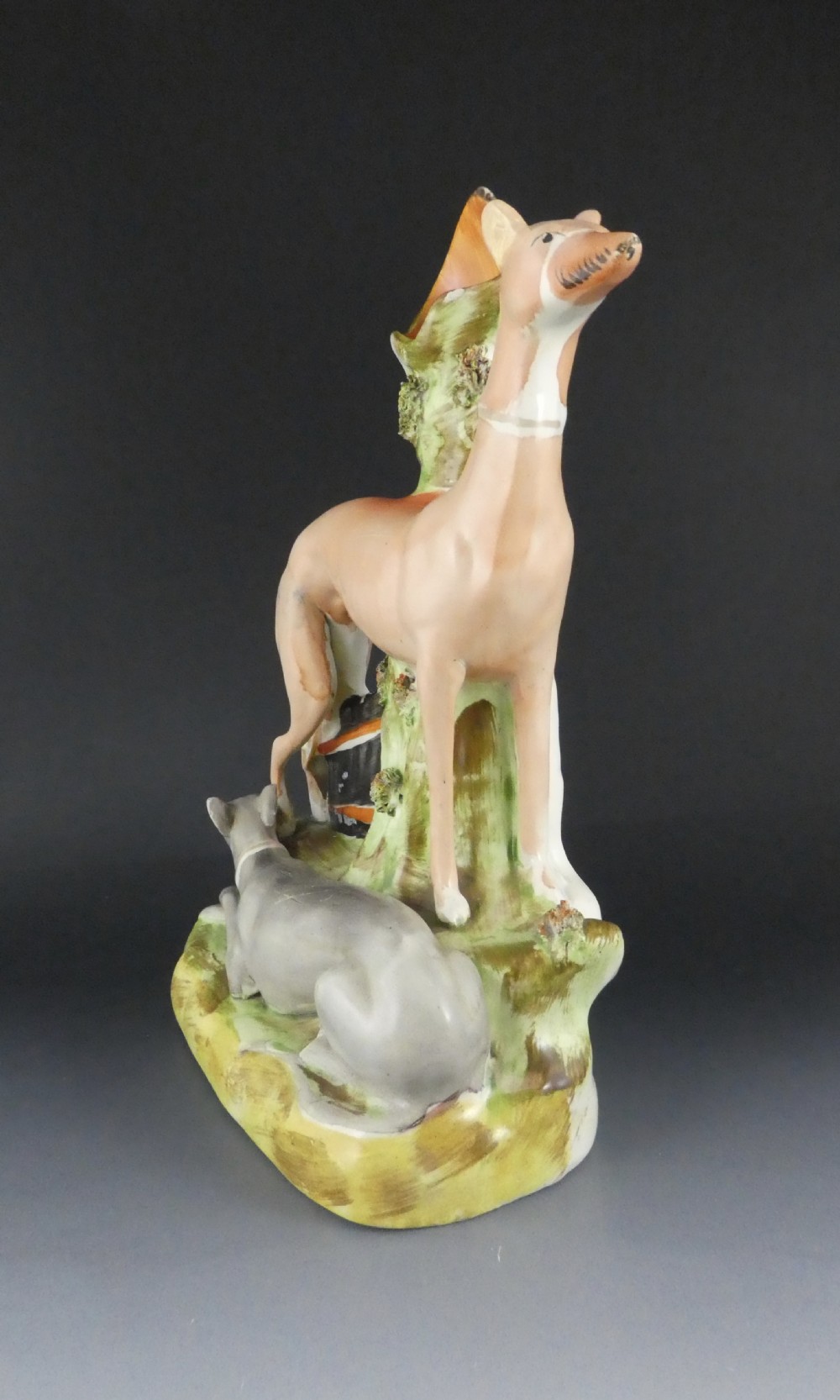 Staffordshire pottery Greyhounds spill Vase, c. 1860 View VI