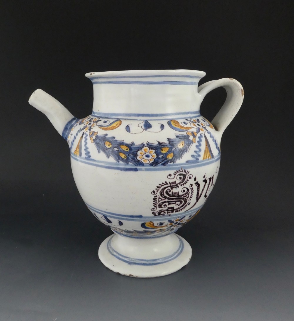 Italian maiolica wet drug jar, c. 1700