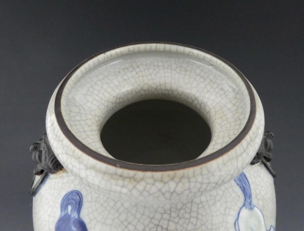 Chinese guan glaze vase. Eight Horses of Mu Wang. c. 1880. View VII