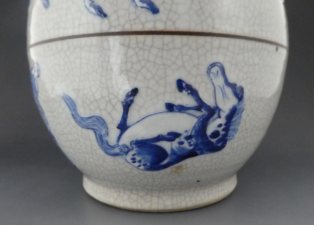 Chinese guan glaze vase. Eight Horses of Mu Wang. c. 1880. View VIII