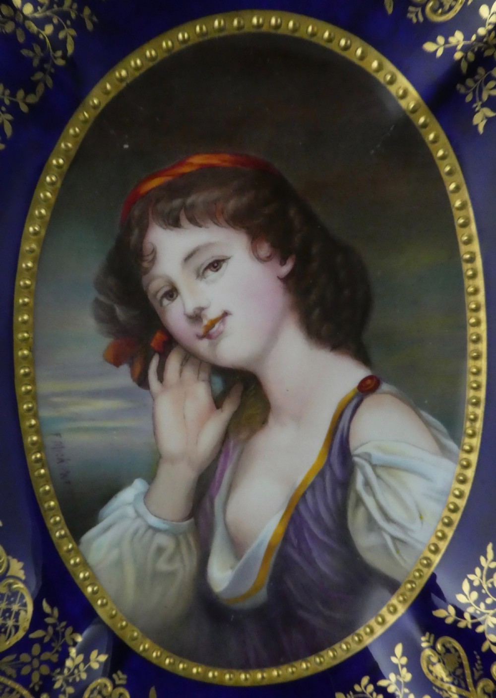 Paragon porcelain cabinet plate. The Listening Girl, F. Micklewright, c. 1900. View II