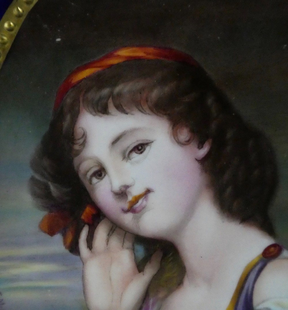 Paragon porcelain cabinet plate. The Listening Girl, F. Micklewright, c. 1900. View III
