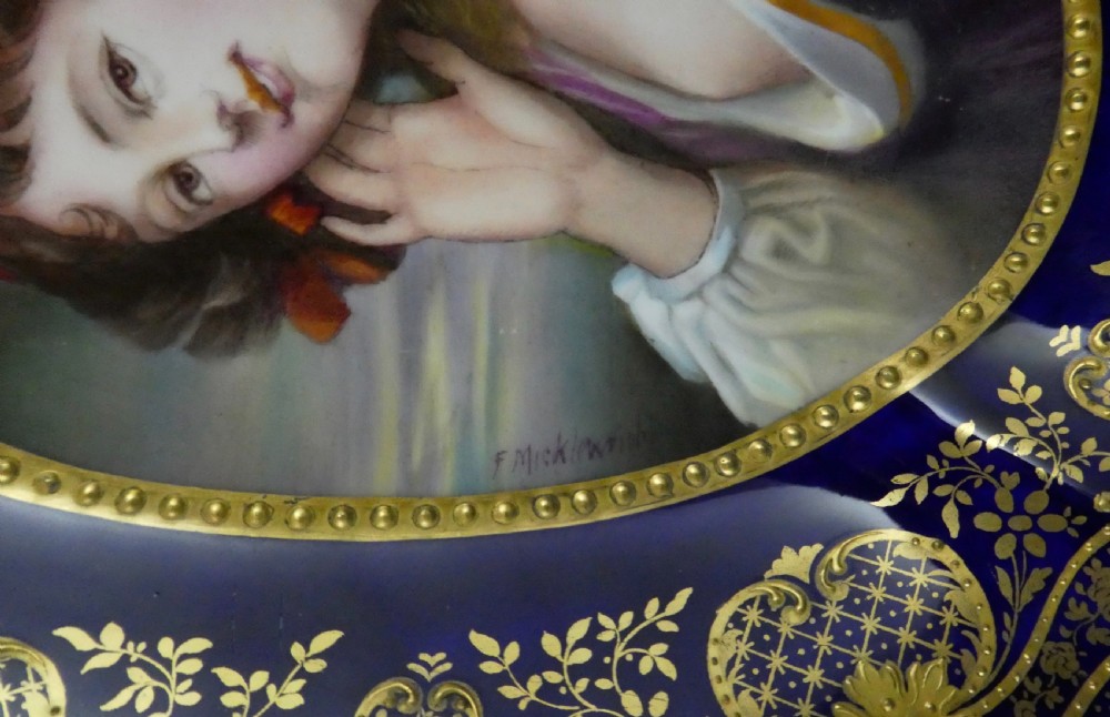 Paragon porcelain cabinet plate. The Listening Girl, F. Micklewright, c. 1900. View IV